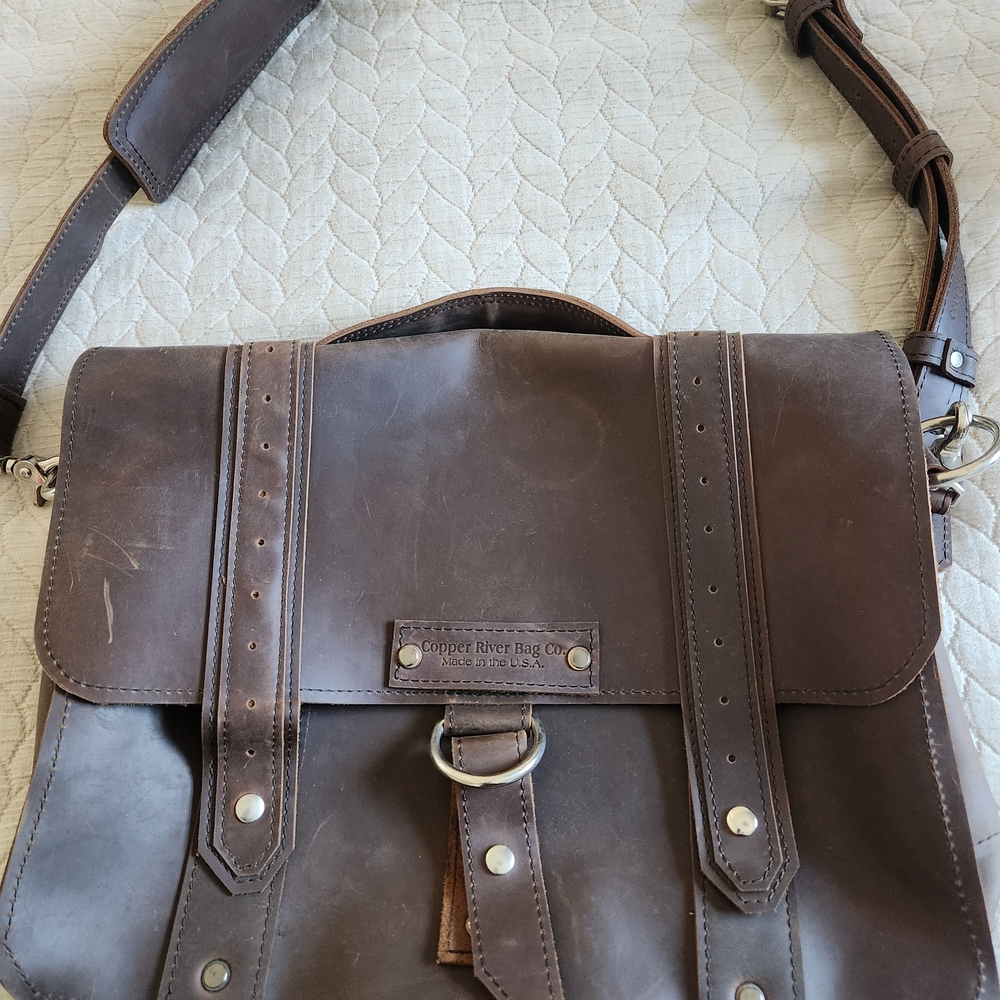 Dark Brown Leather Messenger Bag